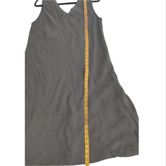 Crown Linen Designs Gray Green Elegant Sleeveless Midi Maxi Dress XL - Picture 5 of 7